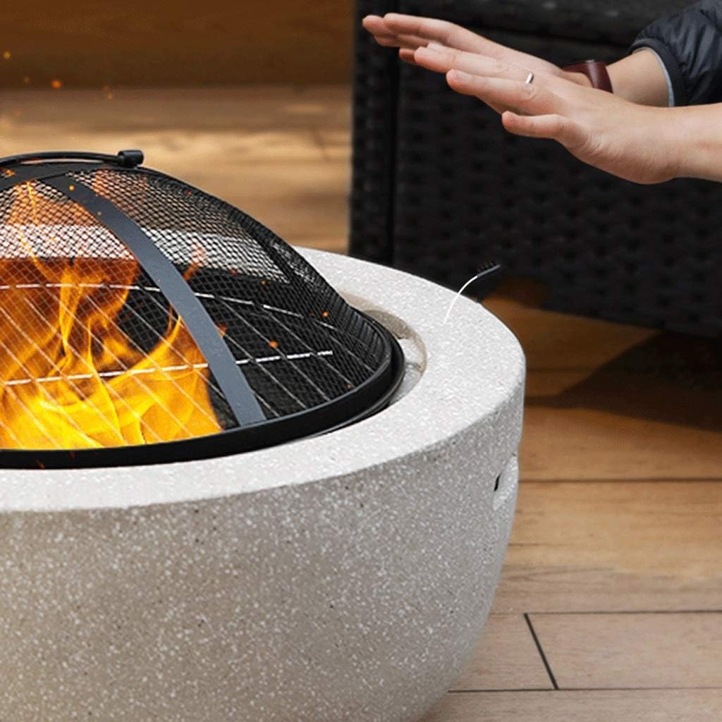 Fire pits Outdoor Fire Pit - Large Bonfire Wood Burning Patio & Backyard Firepit for Outside with Spark Screen, Poker, and Round Fireplace Cover Fire Pit