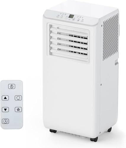 8000BTU Portable Air Conditioner (Ashare) With Remote Control for Room, Kitchen, Office,Cools Up to 350sq.Ft,3 Quiet Modes With Cool,Fan,Dehumidify.White.