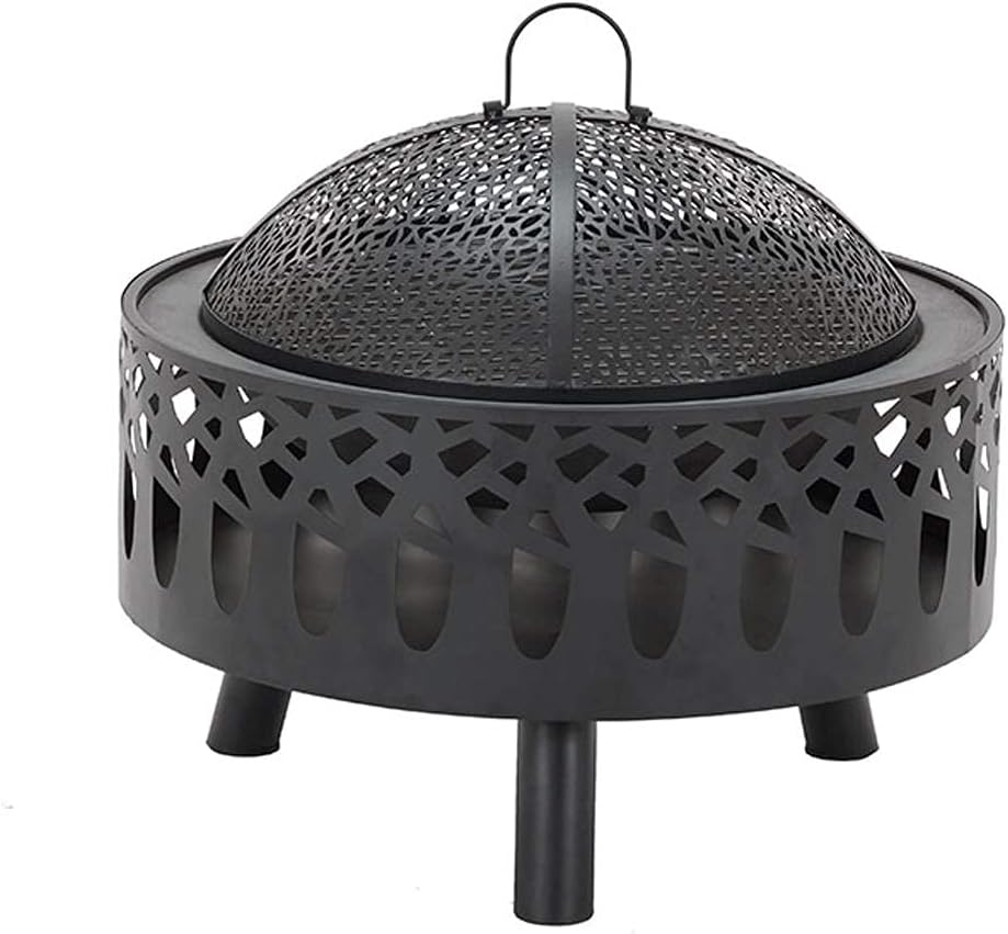 Fire pits Multifunction Outdoor Fire Pit with Log Grate Metal Firepit Patio Stove Wood Burning BBQ Grill Fire Pits Bowl, Poker for Backyard Garden Fire Pit
