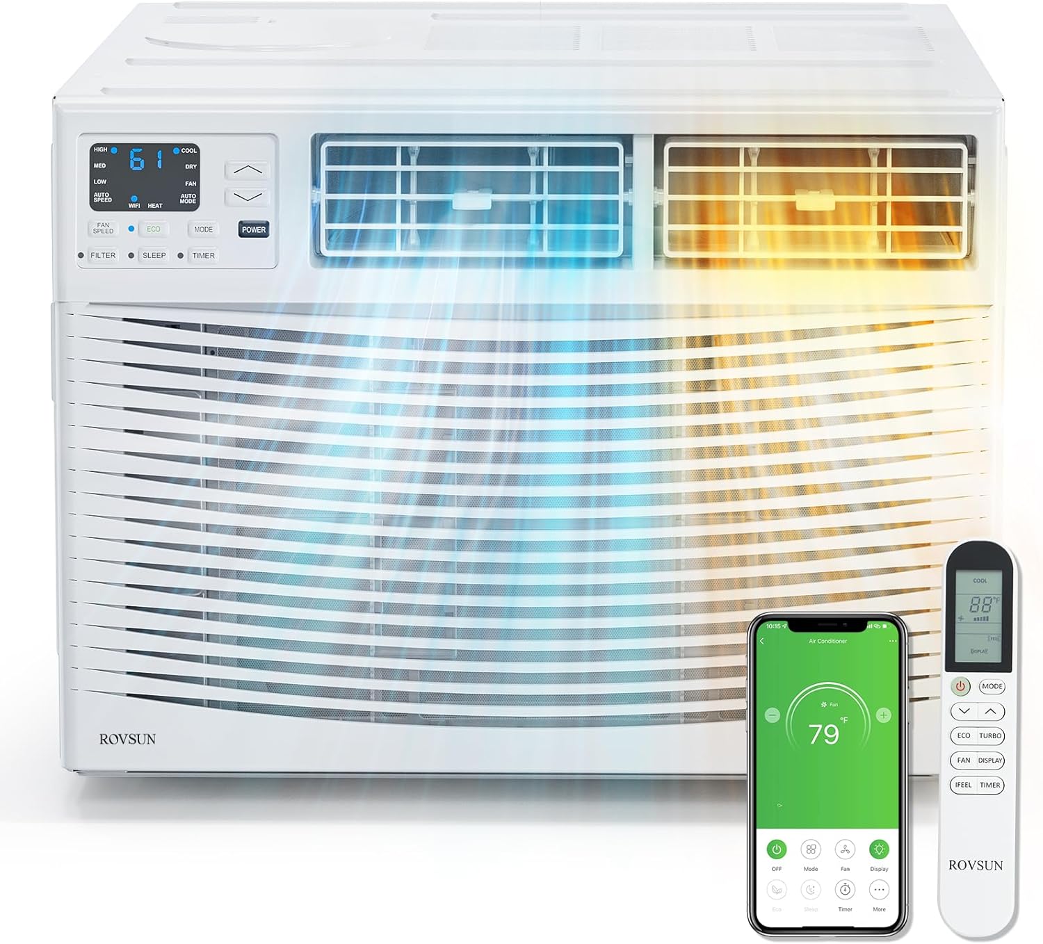 ROVSUN 23200 BTU Window Air Conditioner with Heat, Window AC Unit & Heater Combo with APP & Voice Smart Control, Timer Function & Easy Installation Kit, Work with Alexa/Google Assistant, 208/230V
