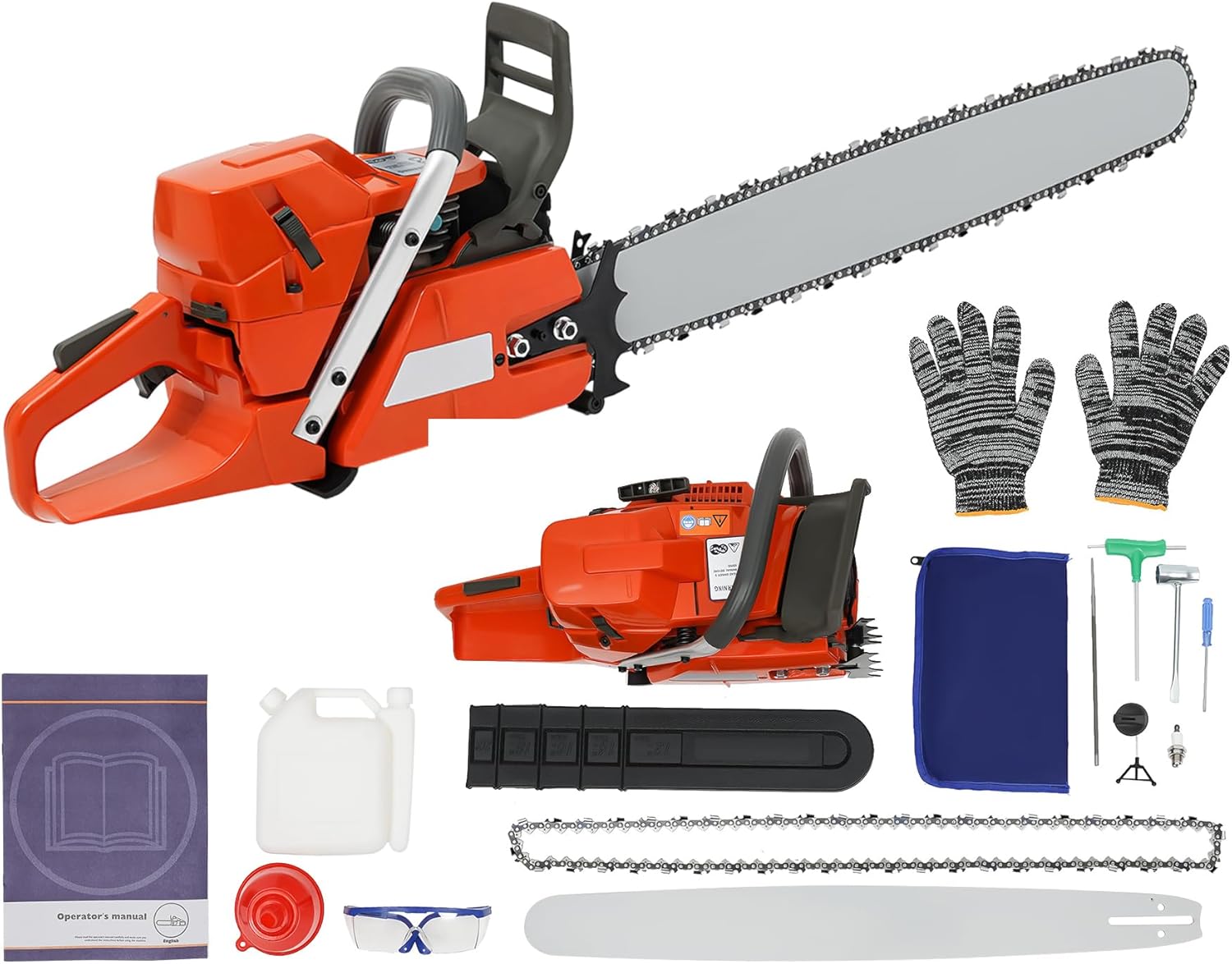 28 In Small Chainsaw Gas, 3.9kw 71CC Gas Chainsaws Handheld Cordless Chain with Air Cooling, Powerful Large Petrol Chain Saw for Wood Branches Cutting 10000rpm Speed