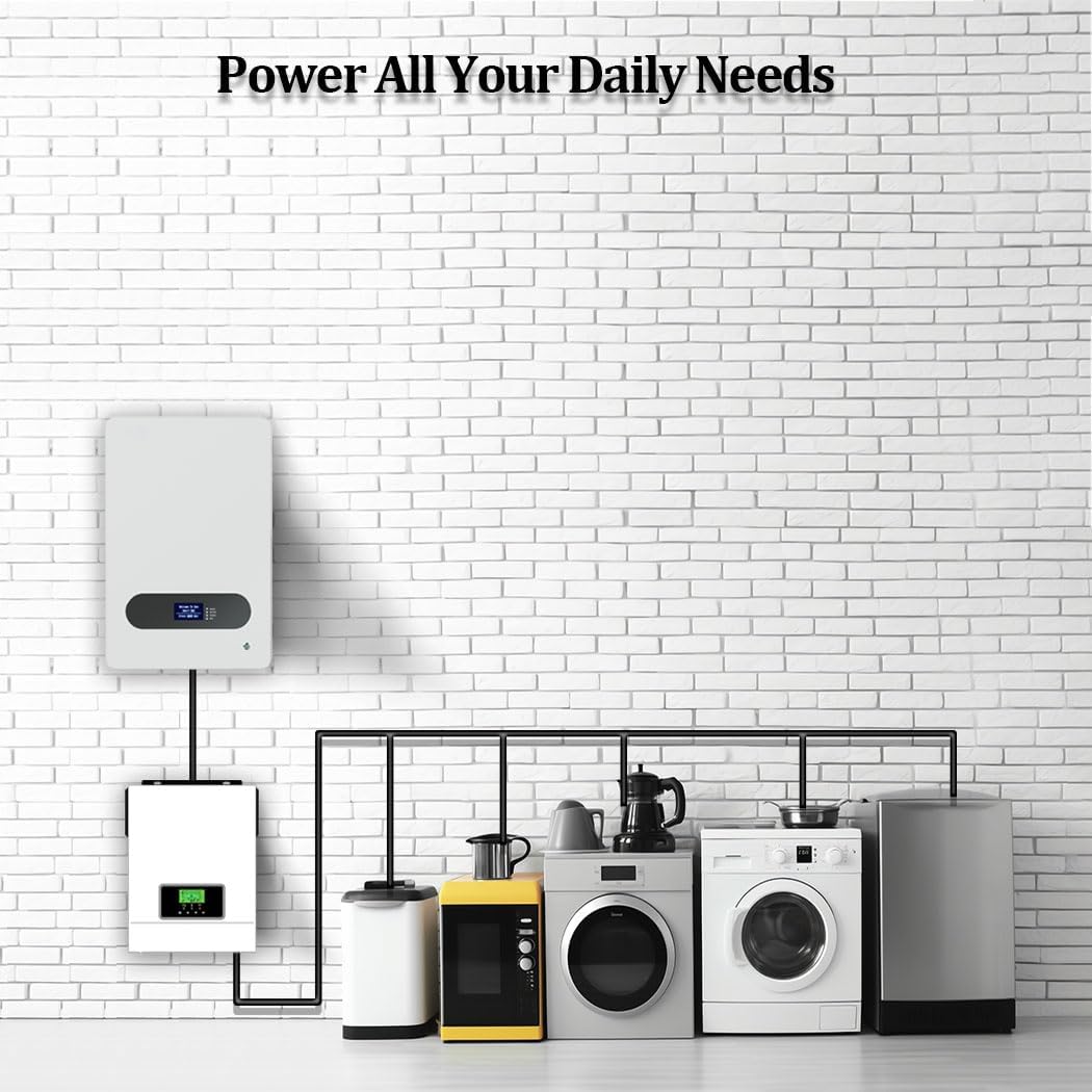 Y&H 3000W Solar Hybrid Inverter DC24V to AC230V, Off-Grid Pure Sine Wave Inverter with 80A MPPT Solar Charger + AC Charger,Max PV 3000W DC30-400V Input,fit for 24V Lead-Acid/Lithium Battery