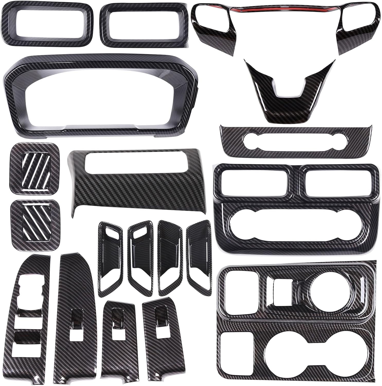 Car 19Pcs Interior Trim Set Compatible with Ford Maverick 2022-2024 Center Console A/C Volume Switch/Dash Outlet Vent/Gear Shift/Door Handle/Window Lift/Headlight/Steering Panel ABS Cover Accessories