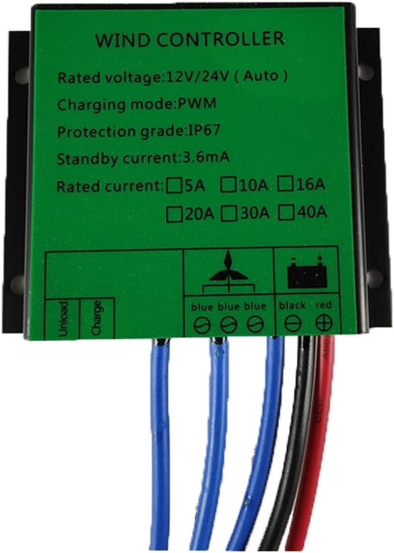 Industrial Wind Turbine Generator Wind Turbine Generator, 100w 200w 300w 5 Blades Vertical Axi Wind Turbines Generator Lantern 12V 24V Wind Turbines Kit Solar and Wind Power Parts(Red,24V_300W)