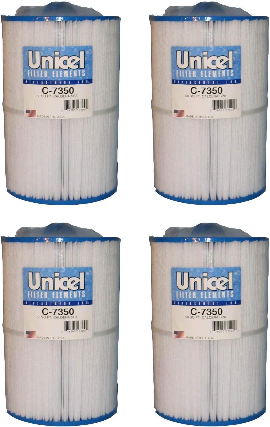 Unicel C-7350 50 Square Foot Media Replacement Hot Tub Spa Filter Cartridge with 200 Pleats, Compatible with Caldera Spas (4 Pack)