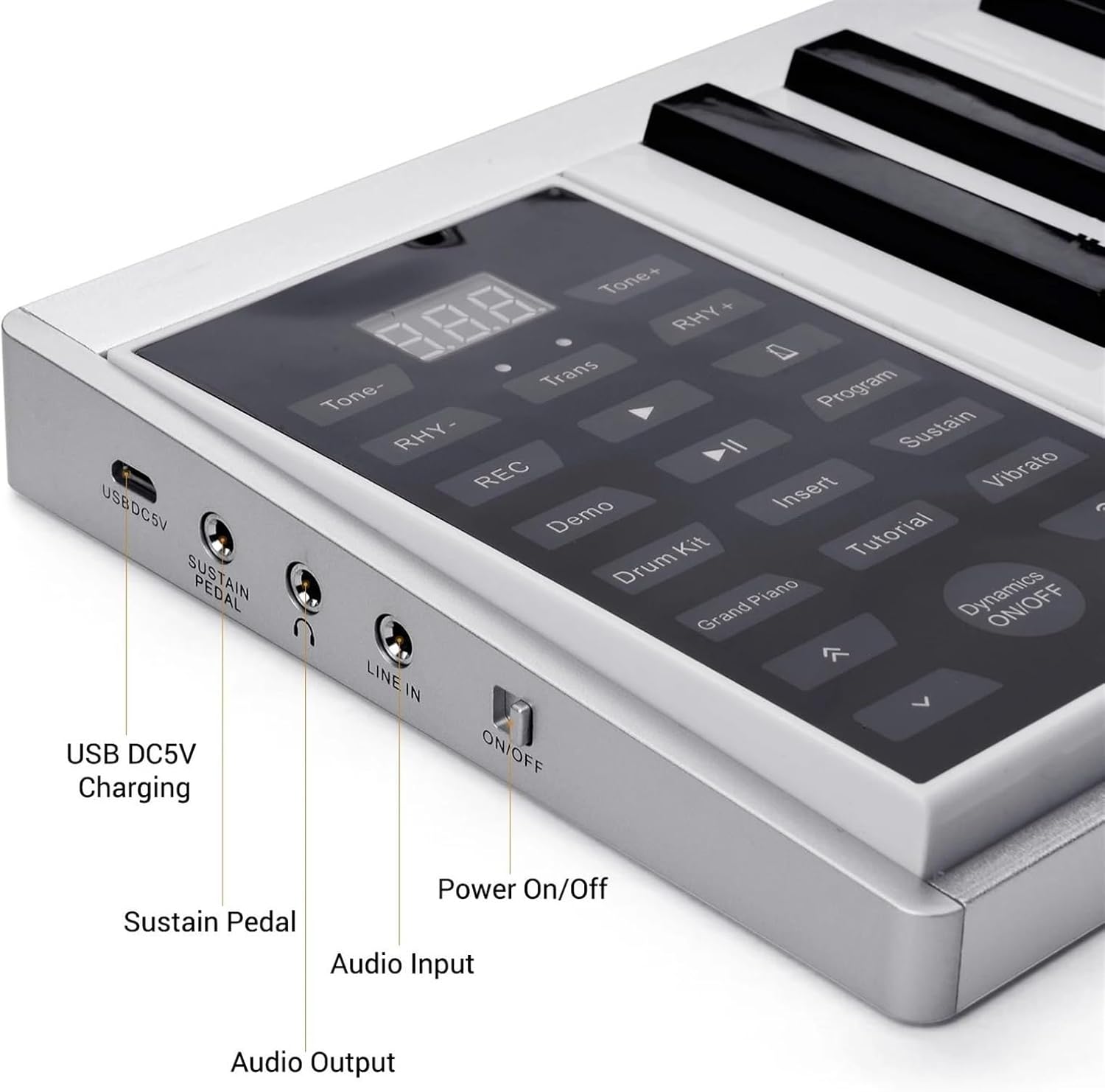 Beginner Electric Digital Piano 61-Key Piano Keyboard Digital Keyboard MIDI Output 128 Tones 128 Rhythms 14 Demo Songs Recording Playback Piano