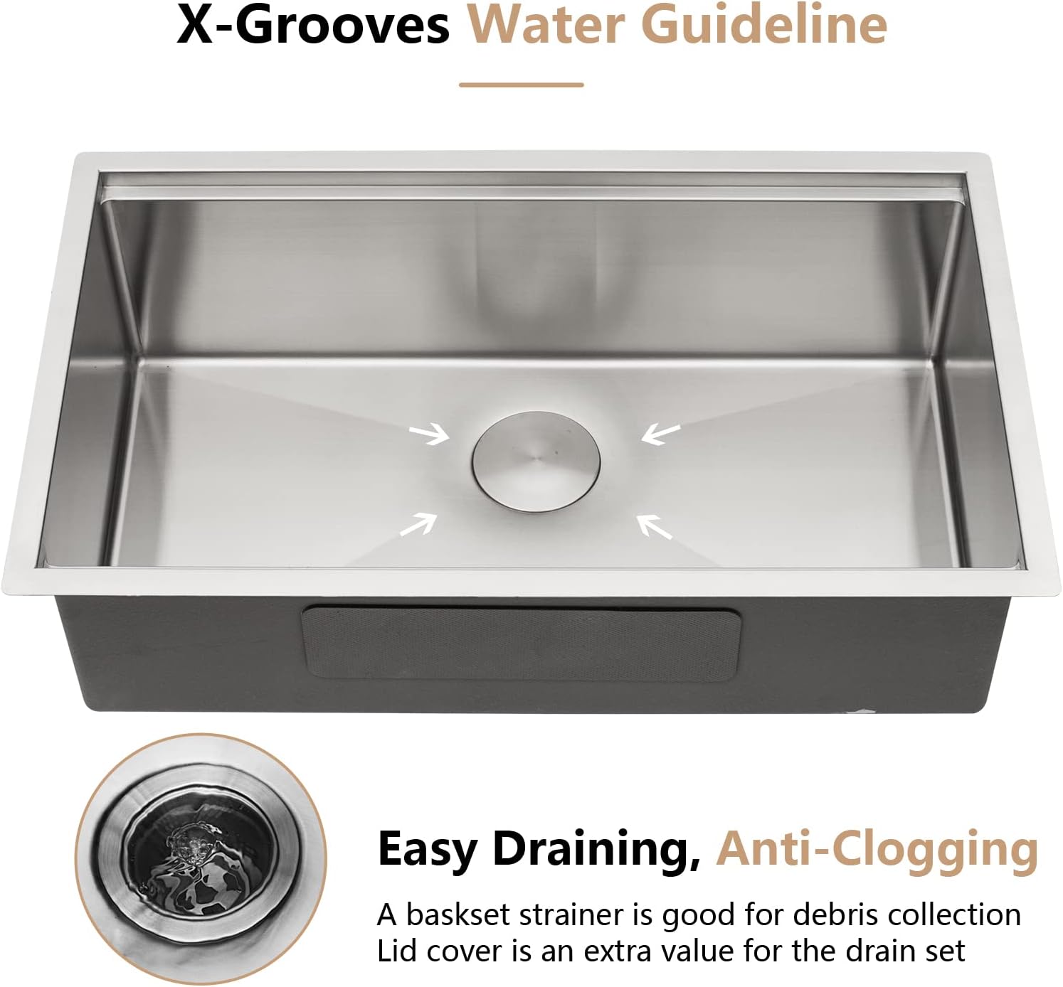 Dcolora 33 in. Undermount Single Bowl Workstation Stainless Steel Kitchen Sink 16 Gauge 304 Handmade Welding with Accessories, Round Corner 33