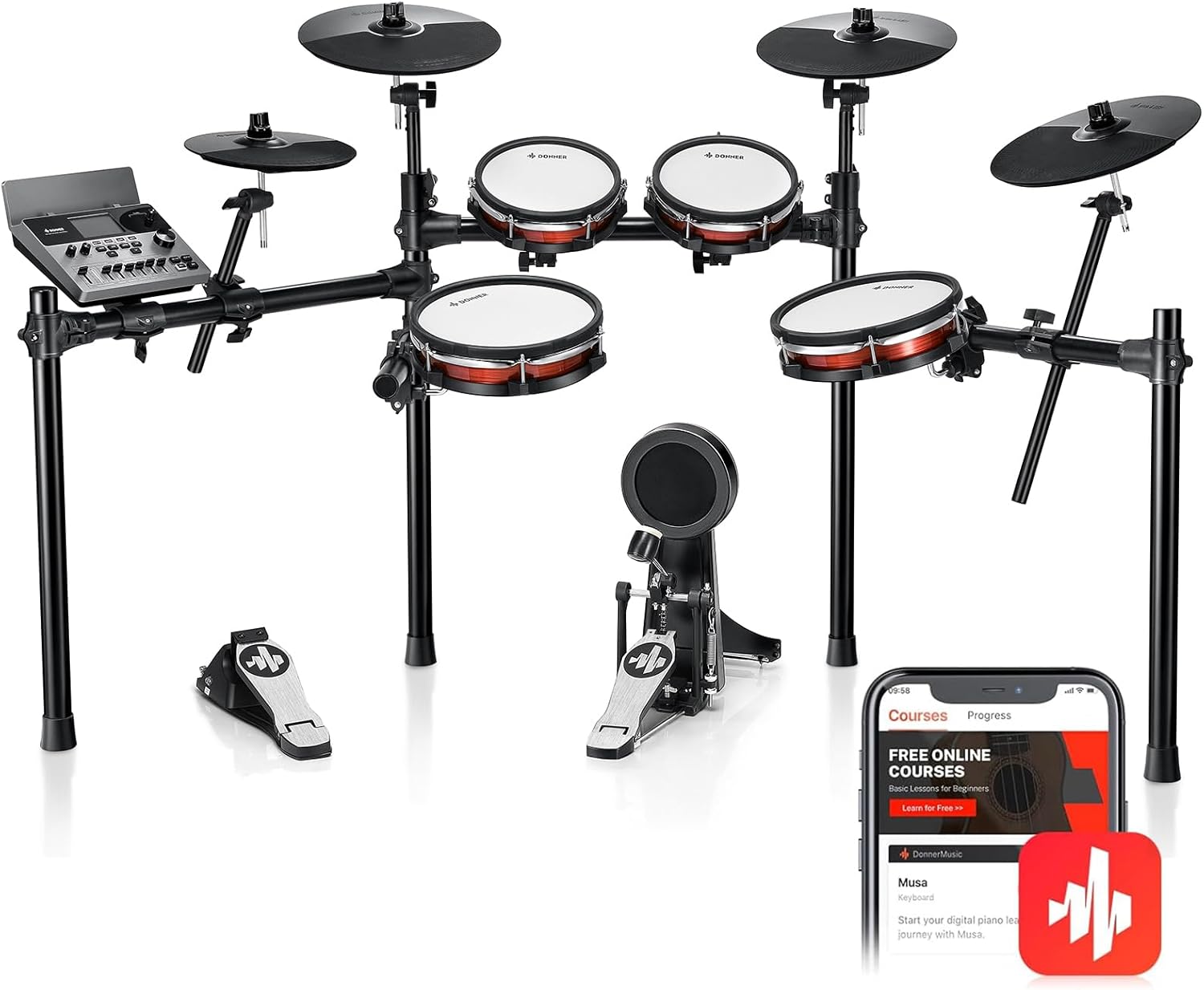 Donner DED-300X Electronic Drum Set Adult Full Size, Electric Drum Kit with 10