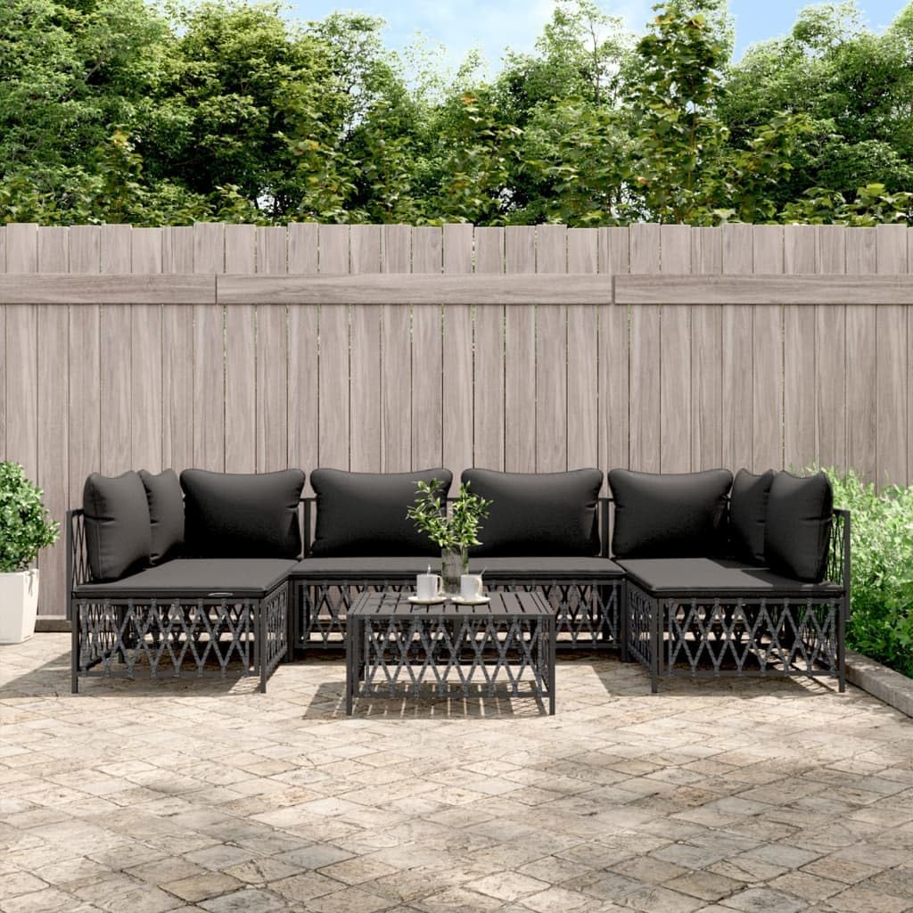 7 Piece Patio Lounge Set with Cushions Anthracite Steel,Modular Lounge Sofa Set: Durable Patio Furniture for Outdoor Seating and Relaxation Outdoor Furniture Sets, Patio Furniture