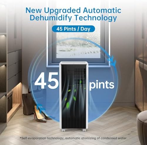 Portable Air Conditioners 8000 BTU, Remote Control AC with 24H Timer, Low Noise Energy Saving Cooling Unit for Bedroom, Office, Small Spaces 350 Sq. Ft, Black & White