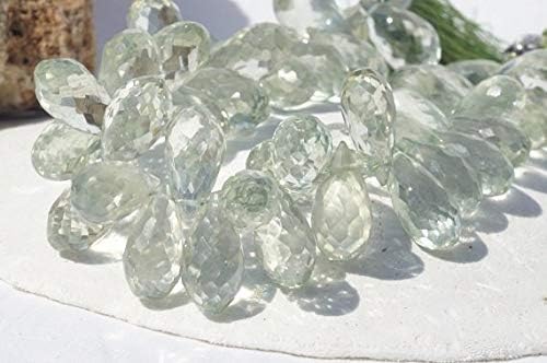 green amethyst micro faceted briolette 13 x 8 mm packet of 2 amethyst bead supplies