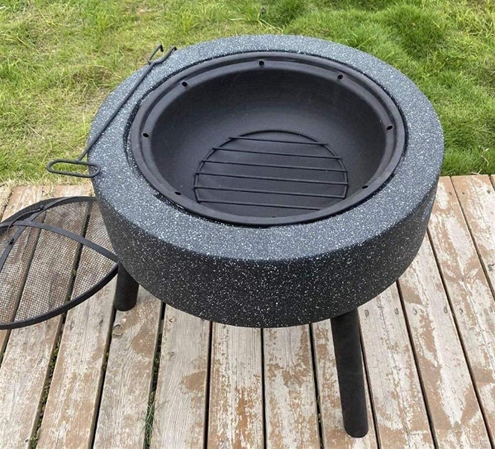 Large Retro Fire Pit Gray Cast Iron Brazier Heater Multifunctional Camping Bowl BBQ for Backyard,Camping,Picnic,Bonfire,Garden