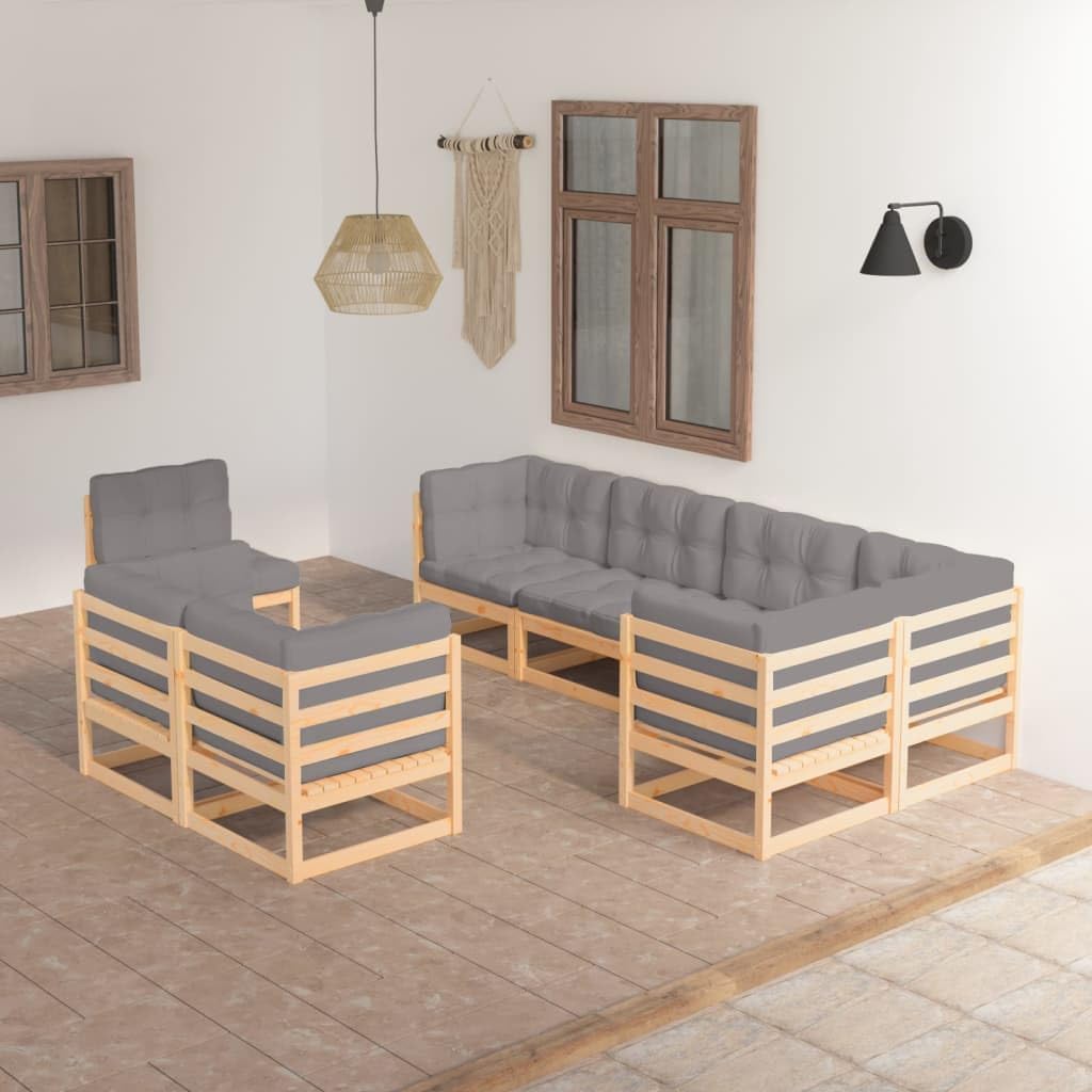 8 Piece Patio Lounge Set with Cushions Solid Wood Pine,Ultimate Patio Lounge Set: Customizable Comfort and Style for Any Outdoor Space Patio Furniture, Outdoor Furniture Sets