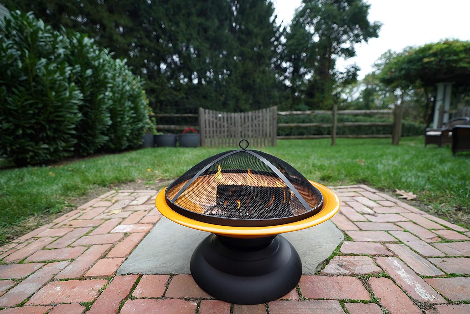 LF273AORG Vesta Orange Enameled Fire Bowl/Pit, Powder Coated Steel