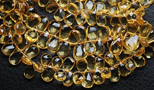 13 inch natural beads strand of 7-8mm faceted pear citrine gemstone briolletes beads for DIY jewelry - necklace, bracelet, earring, ring.