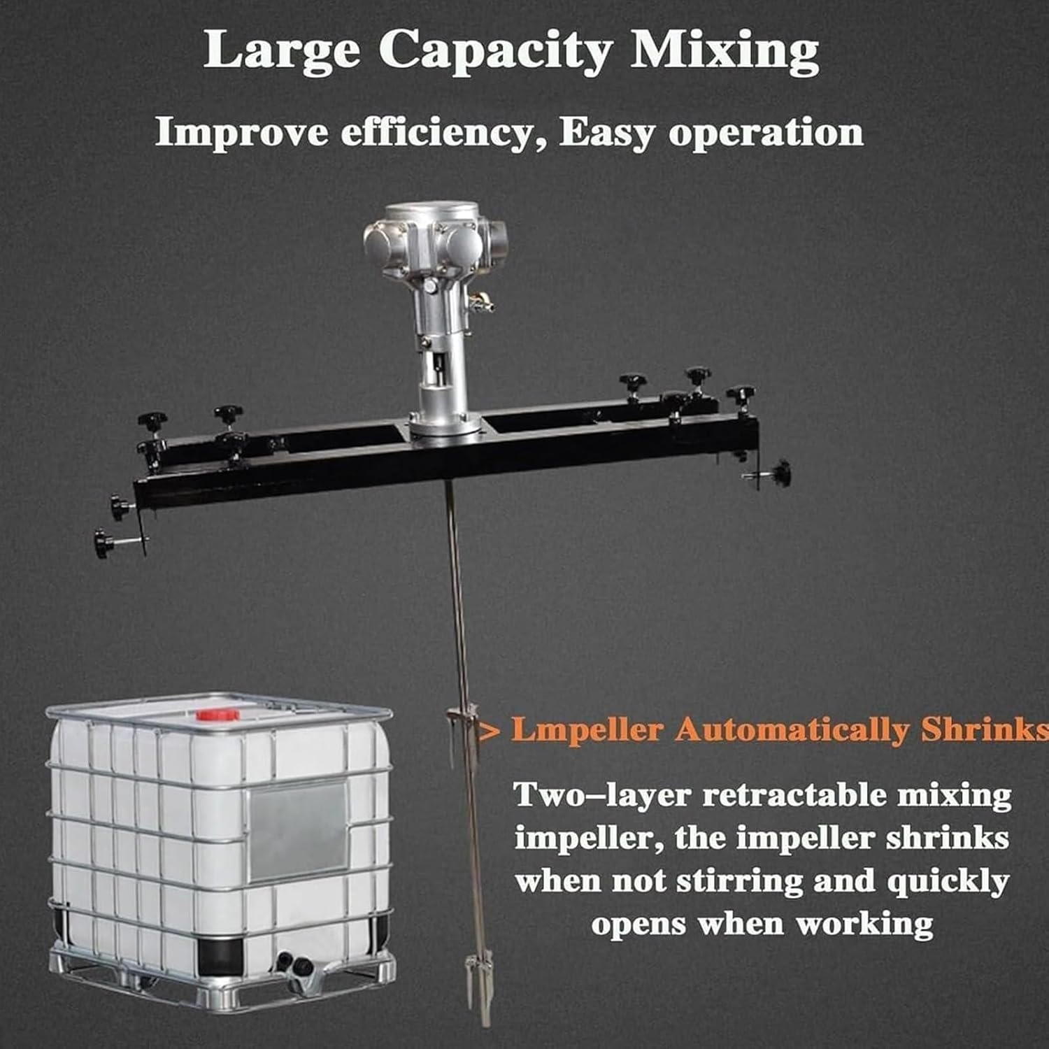 IBC Tote Mixer Agitator, Pneumatic Bracket Mixer, Paint Stirring Machine Mix Tool, with Folding Propeller Suitable for Ink Dissolver Agitator Viscous Liquid Mixer