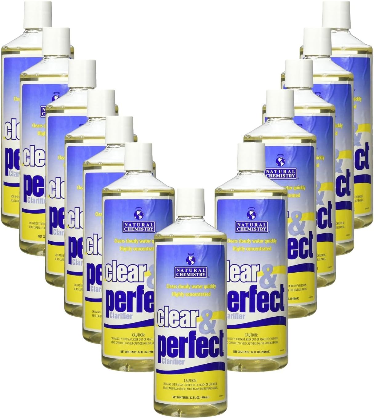 Natural Chemistry Clear and Perfect Pool Water Clarifier, 1 Quart, Pack of 12, Highly Concentrated Formula, Not pH Sensitive and Does't Affect Pool Water pH, Clears Cloudy Water Quickly,