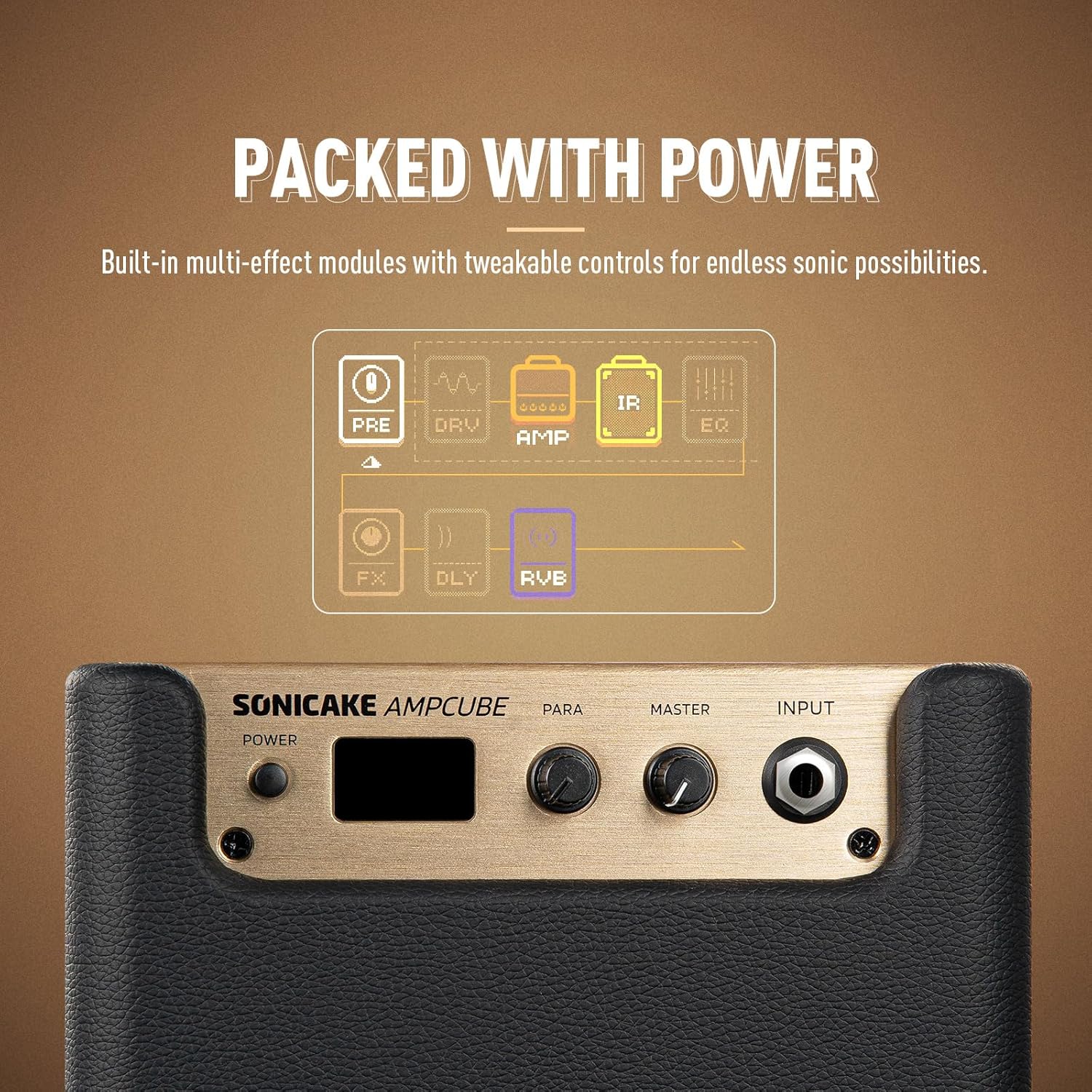 SONICAKE 10W BT Guitar Amplifier, Multi-effect Digital Modeling Speakers with APP, Portable Desktop All-in-one Guitar Amp with 80 Effects 100 Preset for Bedroom Practice, OTG AMPCUBE QAM-20