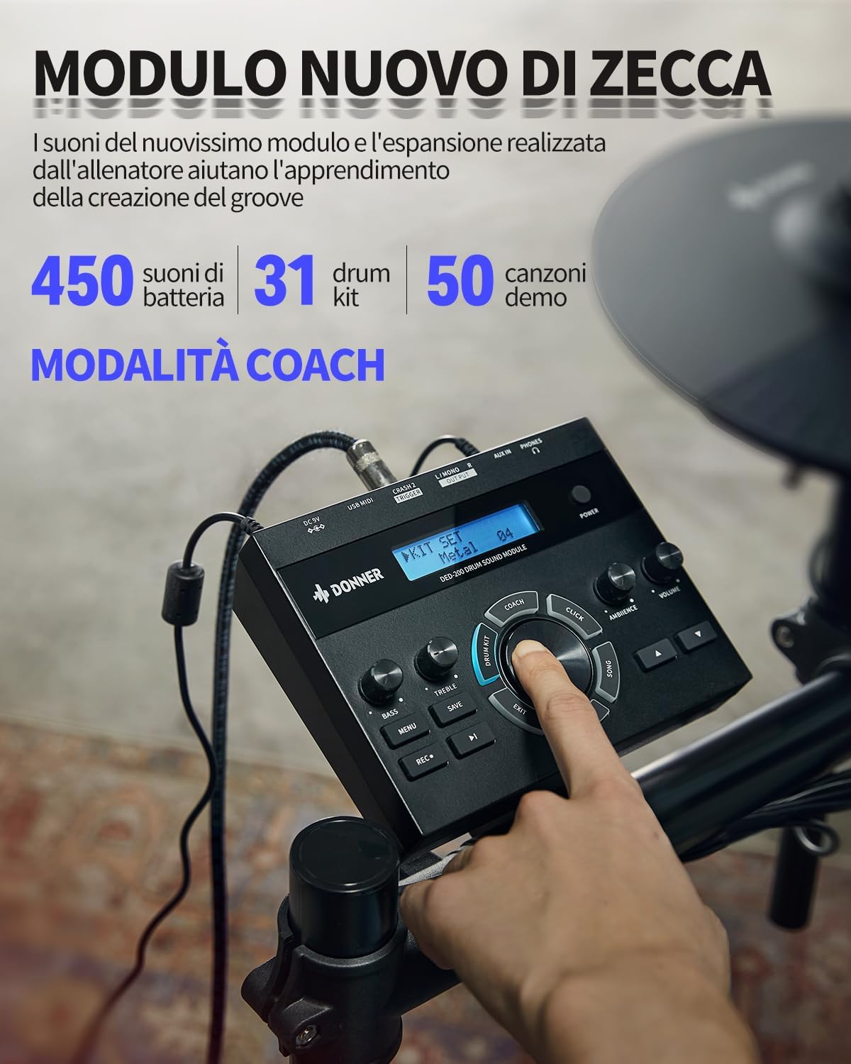 Donner DED-200X 4 Cymbals Electronic Drum Set And Electric Drum AMP 20-Watt