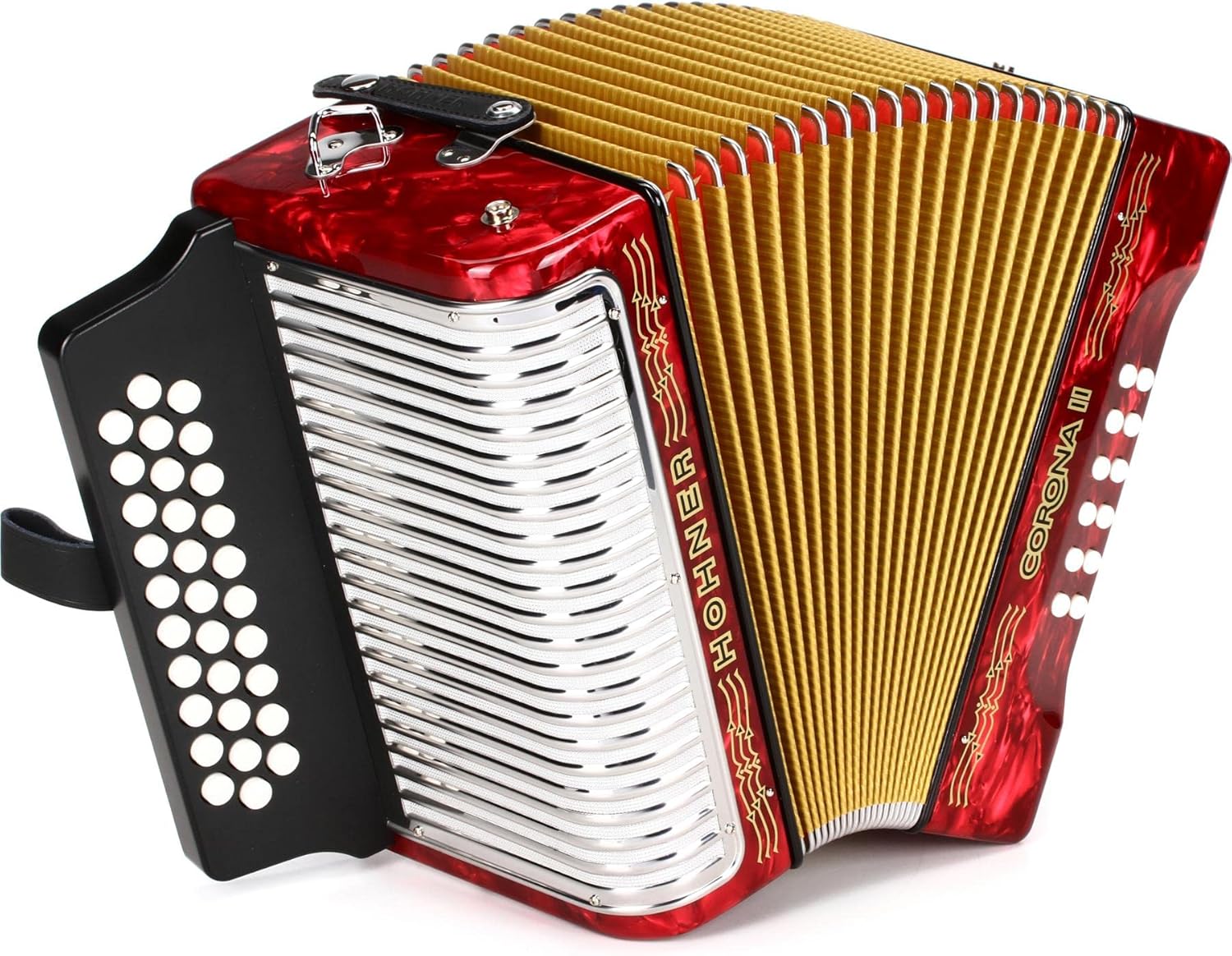 Hohner Corona II F/Bb/Eb Diatonic Accordion - Pearl Red