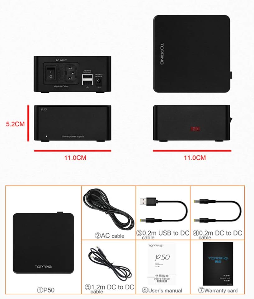 Topping P50 Linear Power Supply - 5V 1A and 15V 1A Ultra Low Noise for HiFi Audio Topping D50III/DX3 Pro+/E50/A50III