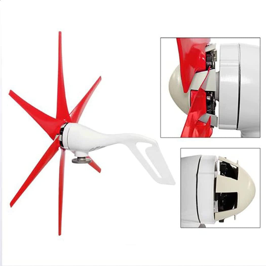 LiuSj JUnSt Vertical Windmill Generator 6 Blade 9000W Horizontal Wind Generator with MPPT Controller Low Wind Speed Start Or Home Camping (Red)