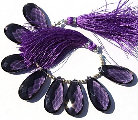 13 inch natural beads strand of 24x12mm faceted pear amethyst gemstone briolletes beads for DIY jewelry - necklace, bracelet, earring, ring.