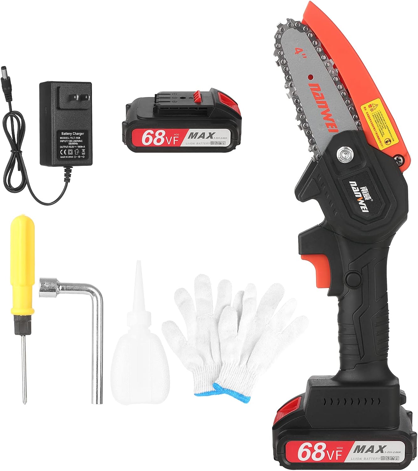 21V Mini Cordless Chainsaw 4-Inch Electric Brush Pruning Saw 2 Pack 2.0A Reable Lithium Battery Powered Tree Branch Pruner Pruning Shears Garden for Tree Trimming Wood Cutting