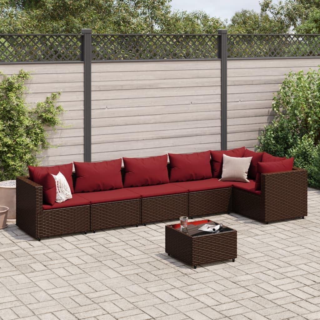 Furniture Sets 7 Piece Patio Lounge Set with Cushions Brown Poly Rattan,Versatile Outdoor Rattan Furniture Set with Modular Design for Enhanced Comfort and Durability Garden Conversation Sets