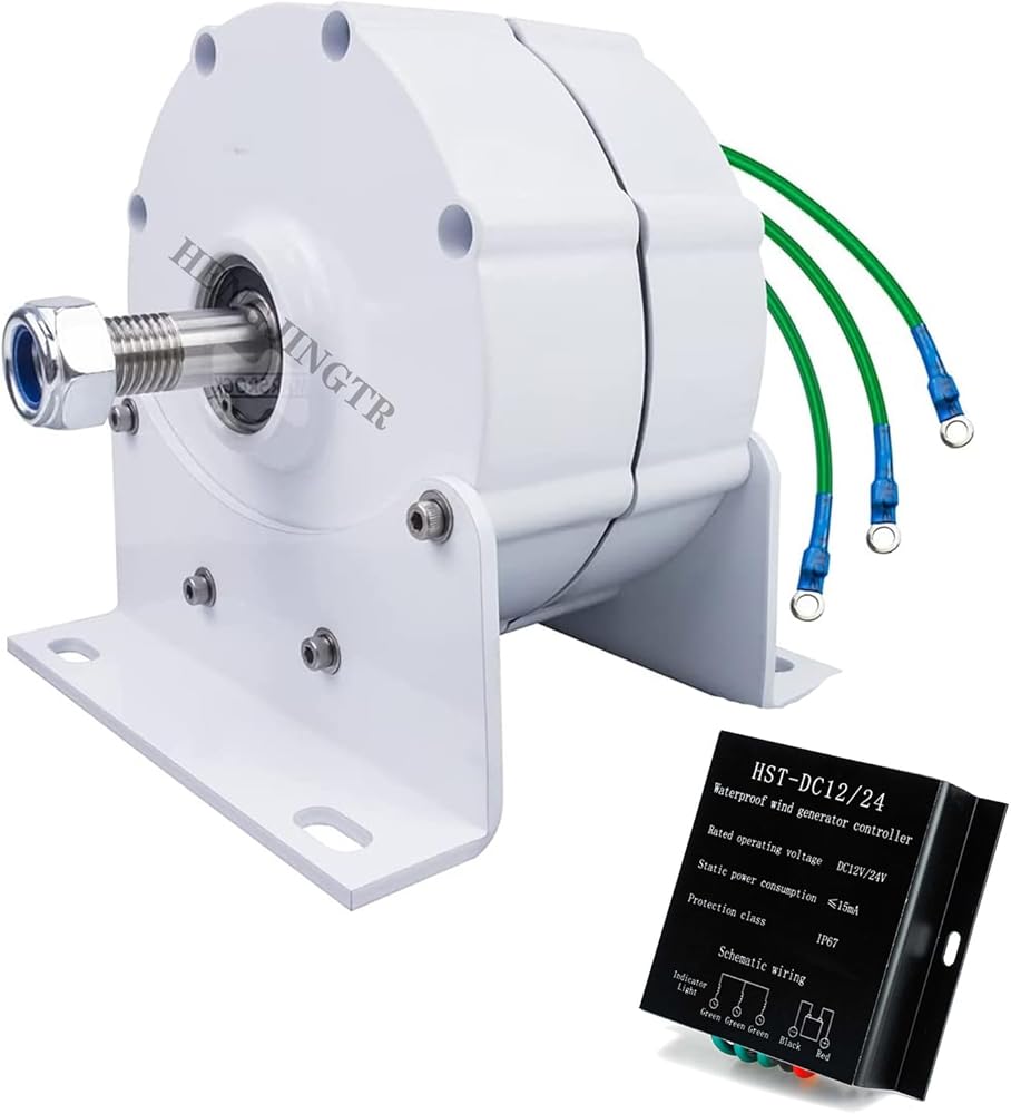 1500W-3000W Wind Generator and Turbine Low Speed 12V 24V 48V Gearless Permanent Magnet Generator for Home Use Motor(with Base)