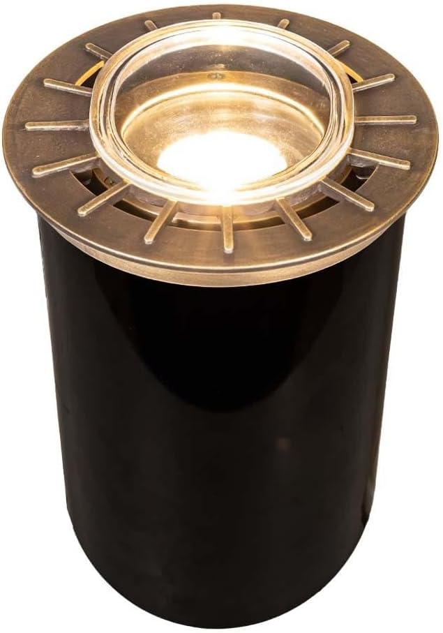 VOLT 12V Waterproof IP68 Well Light with Brass Top (Bronze) & Adjustable 5W 2700K Warm White MR16 LED Bulb for Low Voltage Landscape Lighting of Outdoor Walkway, Garden, Shrubs, Columns or Trees