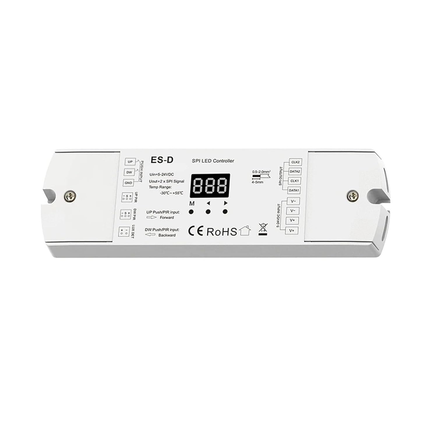 Motion Sensor Stair Light Controller with Push-Pull dimming SPI, Driving 28 IC Digital RGB White LED Strips, DC 5-24V