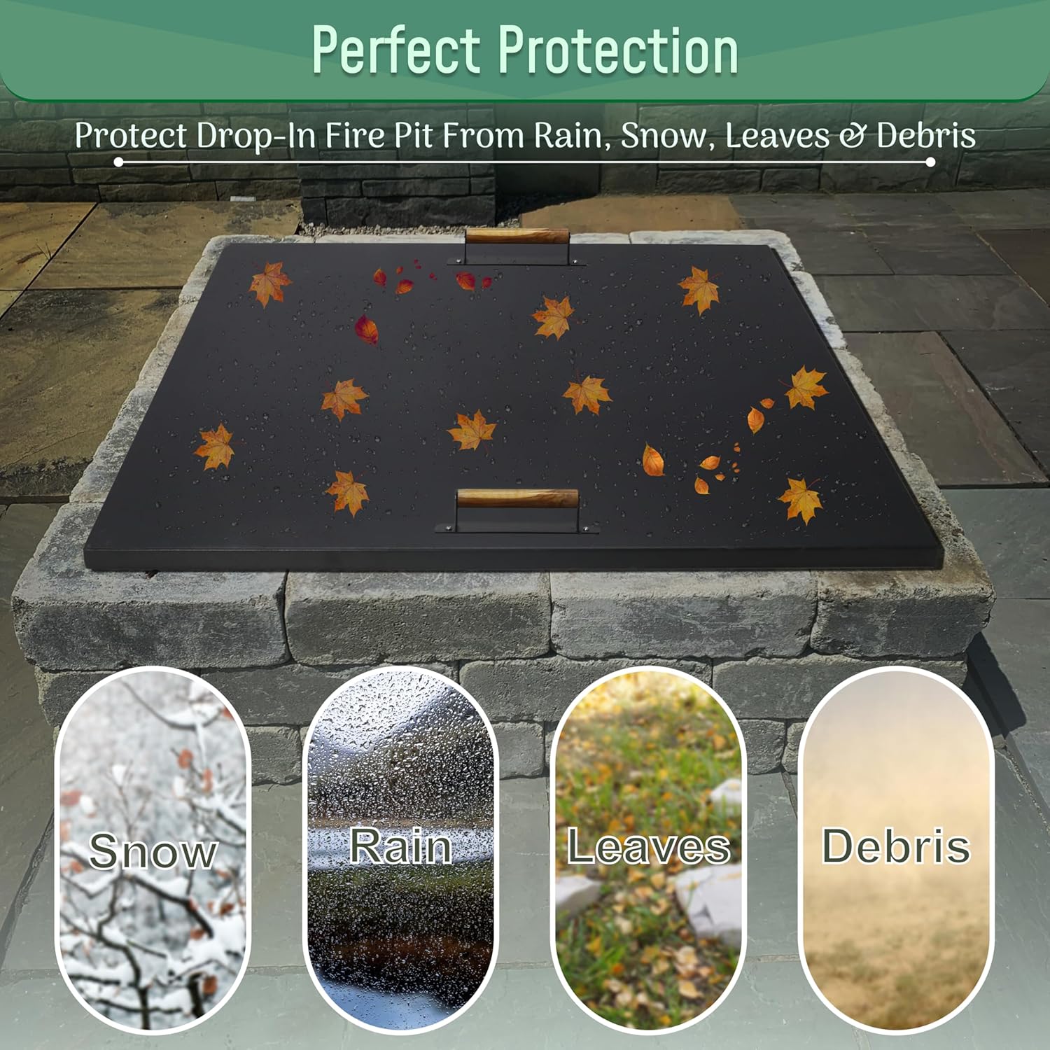 Febtech - 36 inch Square Fire Pit Lid Fit for 34