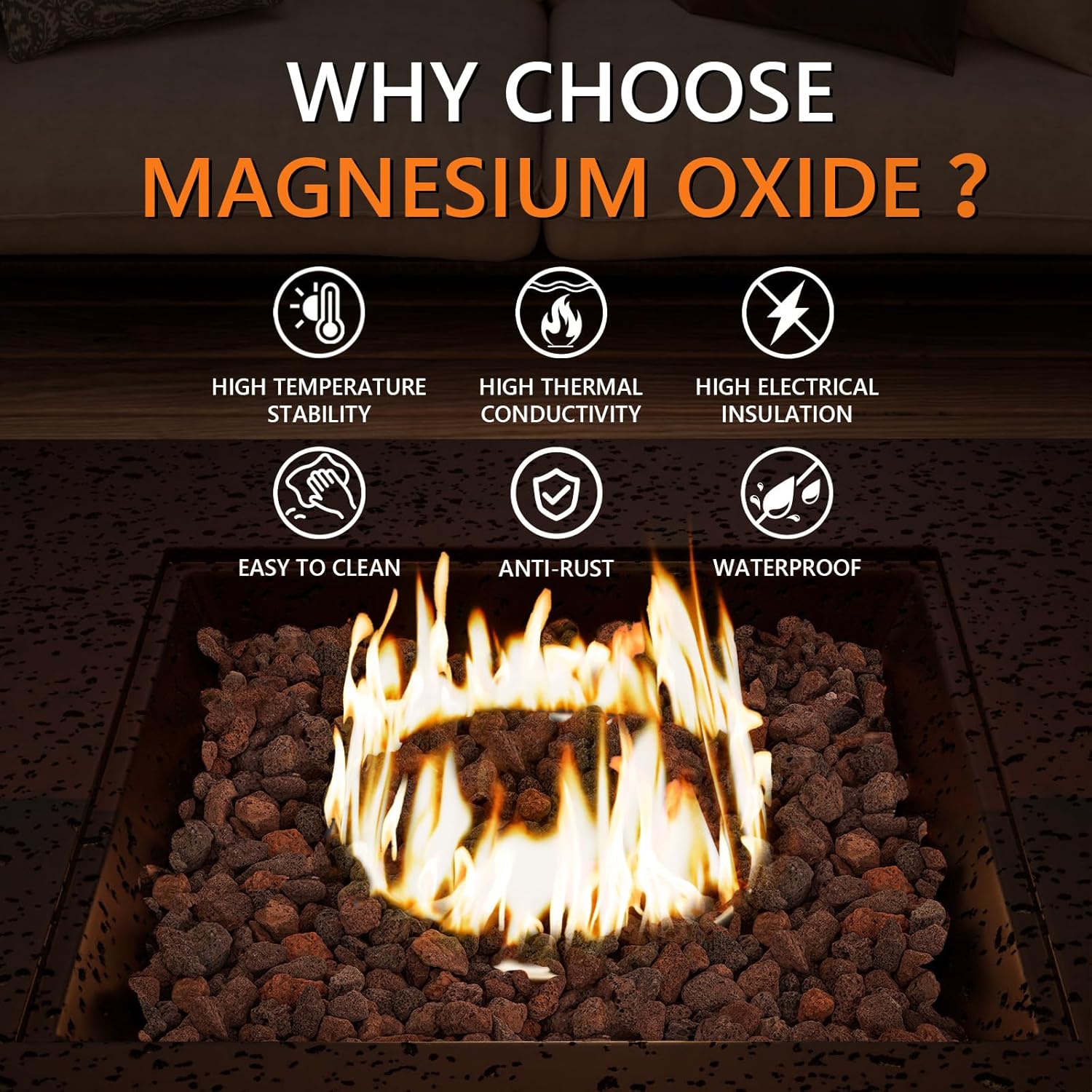 SUNBURY 35 in Square Outdoor Fire Pit, Propane Gas Patio Fire Table, 50000 BTU Firepit Table with Lava Rocks, Wind Guard, Propane Tank Cover, Waterproof Cover (Dark Brown)