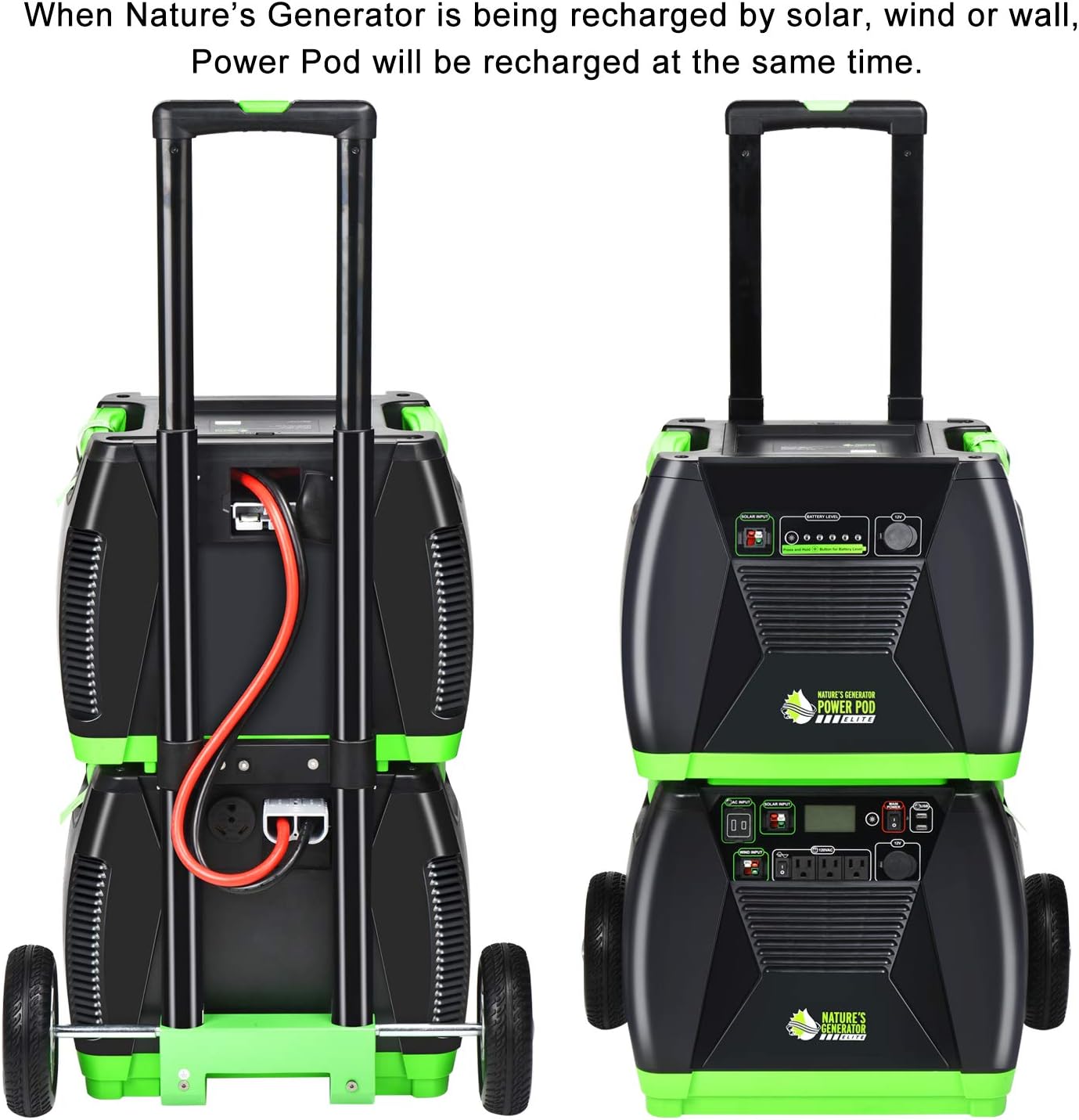 Nature's Generator Power Pod Elite-AGM Sealed Lead Acid in 100Ah with 12V DC Port and 35in Expansion Cable to Extend Nature's Generator Elite's Using Time HKNGPDEL