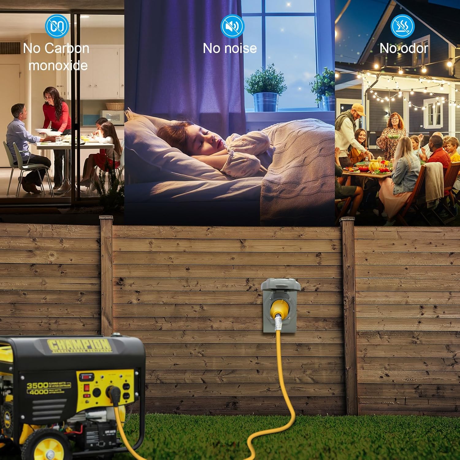 30 Amp Generator Extension Cord 40 FT + 30 Amp Generator Power Inlet Box