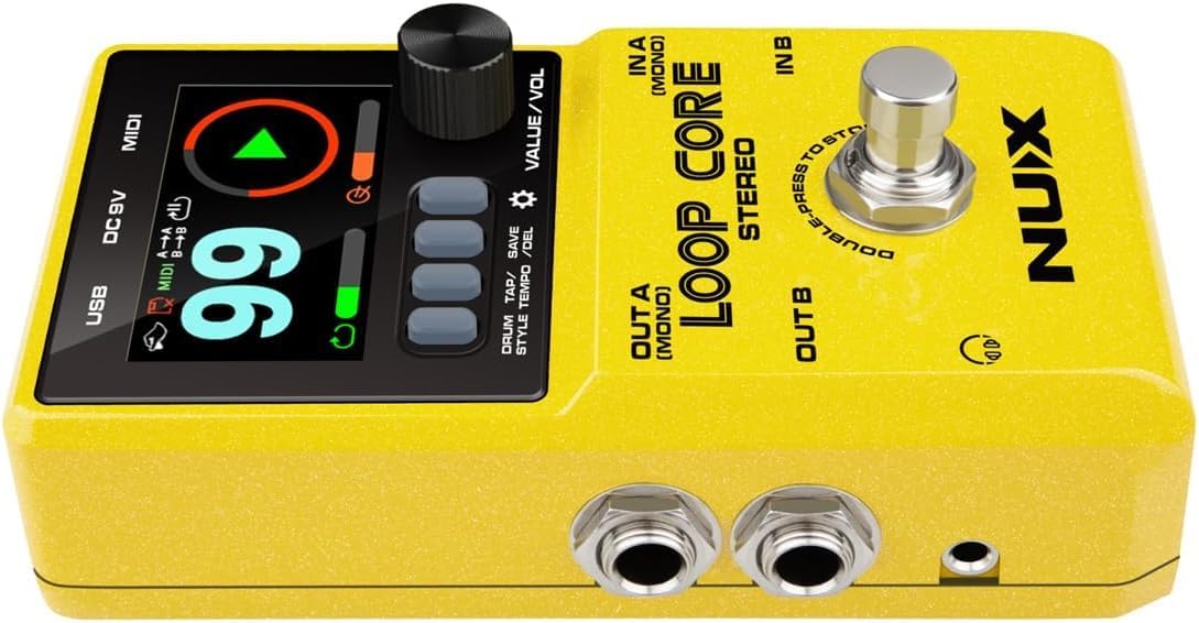 NUX Loop Core Stereo Guitar Looper Pedal - Bundle with 4 Patch Cables and Snark Tuner