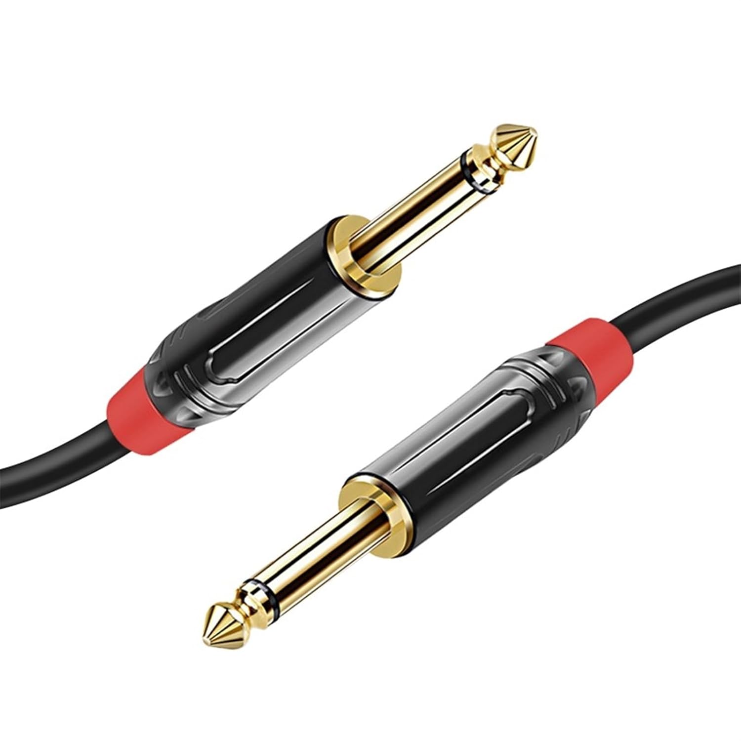Pro Audio Cable 6.35 Cable Male to Male 6.5mm Large Two-core Mixer Amplifier Electric Guitar Connection Cable(Red,15m)