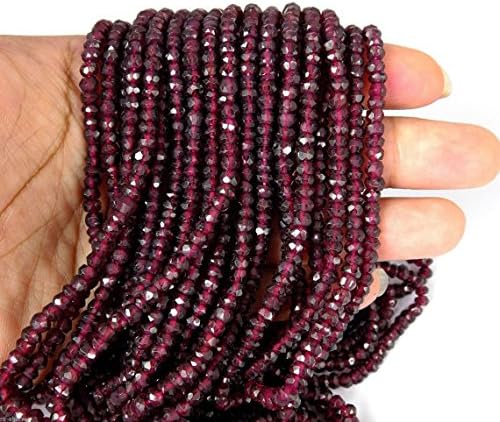 5 Strand Natural Red Garnet Micro Faceted Gemstone Rondelle Beads 3-4mm 13