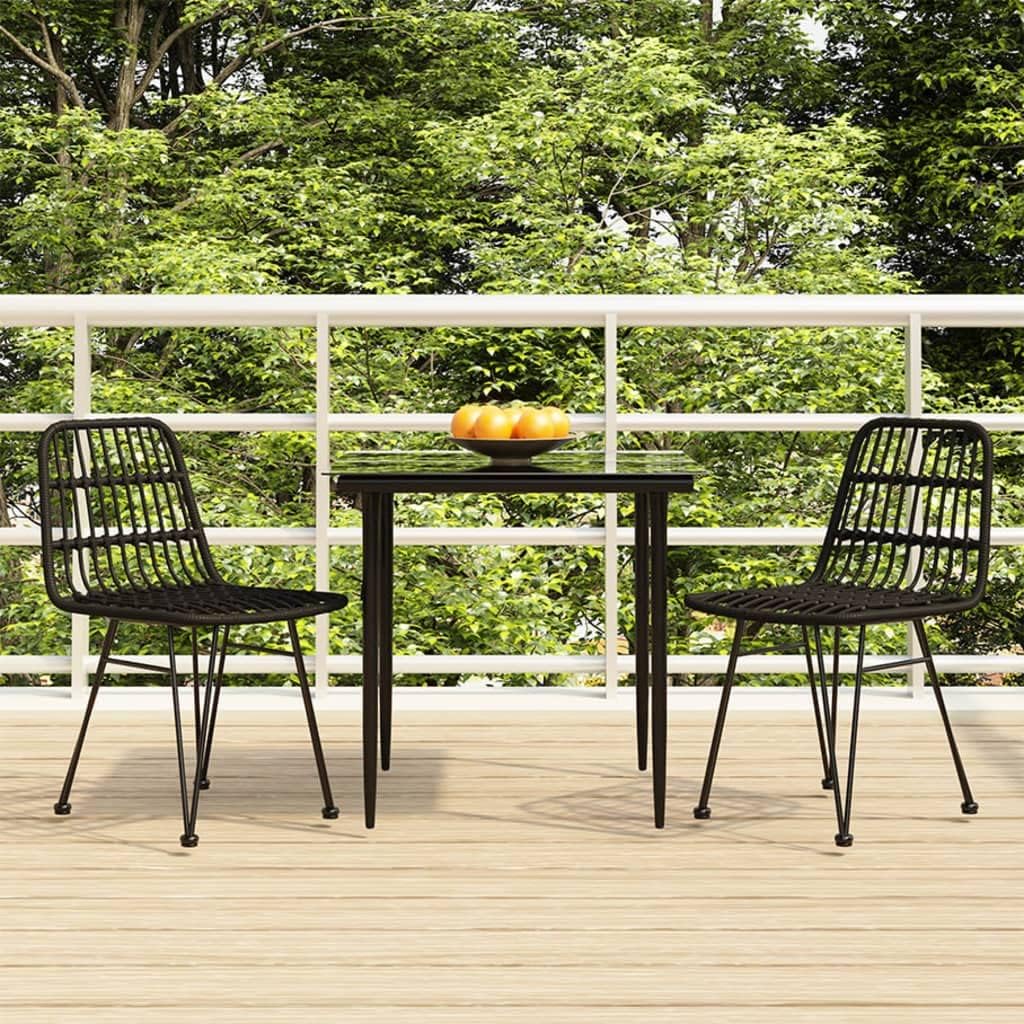 3 Piece Patio Dining Set Black Poly Rattan,AllWeather Rattan Patio Dining Set with Sturdy Steel Frame for Outdoor Use Furniture Sets for Patio, Lawn & Garden