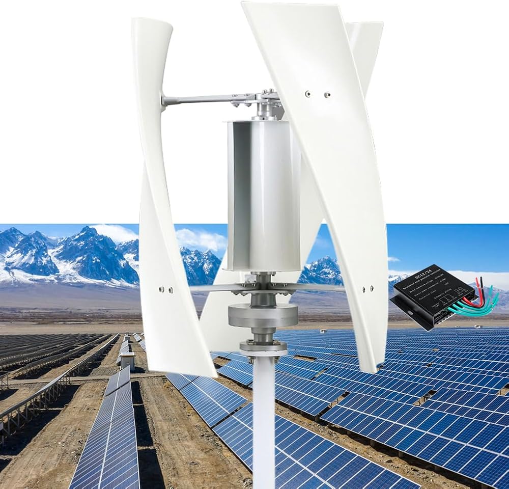 8000W 3 Blades Vertical Wind Turbine Generator Kit,220V 48V 24V 12V with Controller Energy Generator Wind Power Kit for Home, Street Lighting (White)