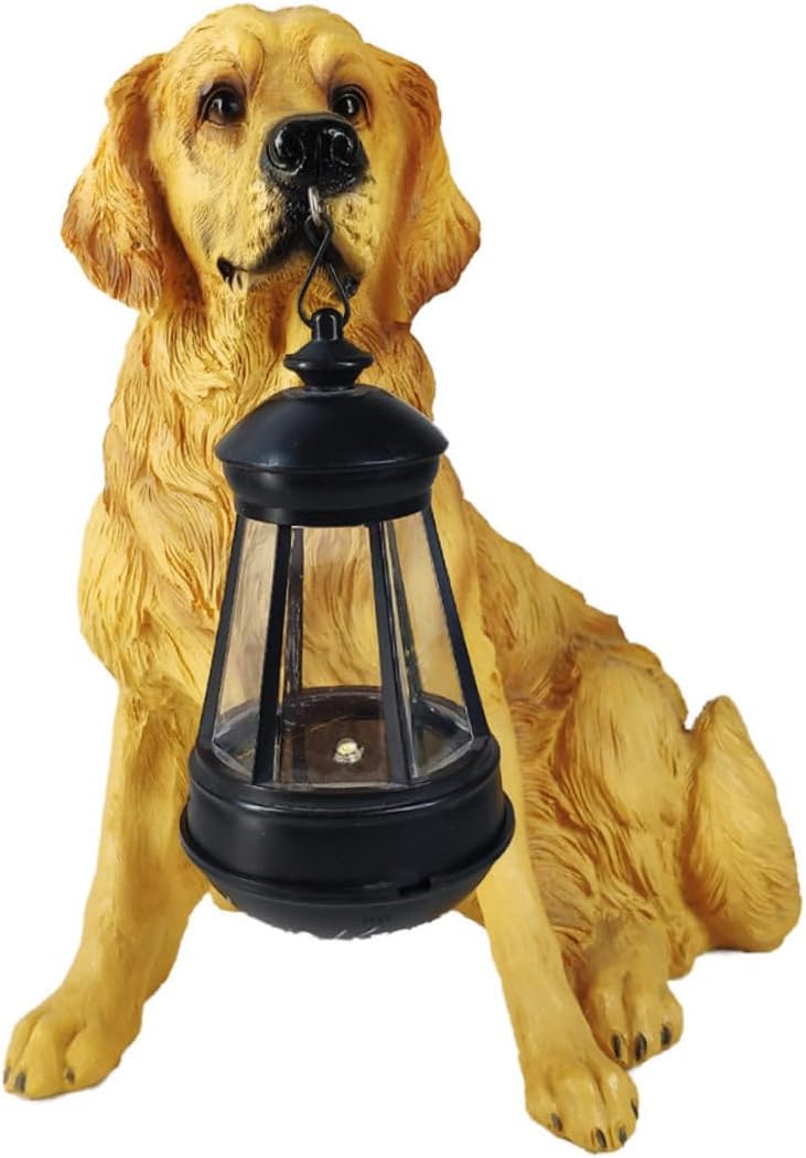 Sturdy Quality Dog Figurine Solar Landscape Lantern Pathway Solar Lights Garden Statue