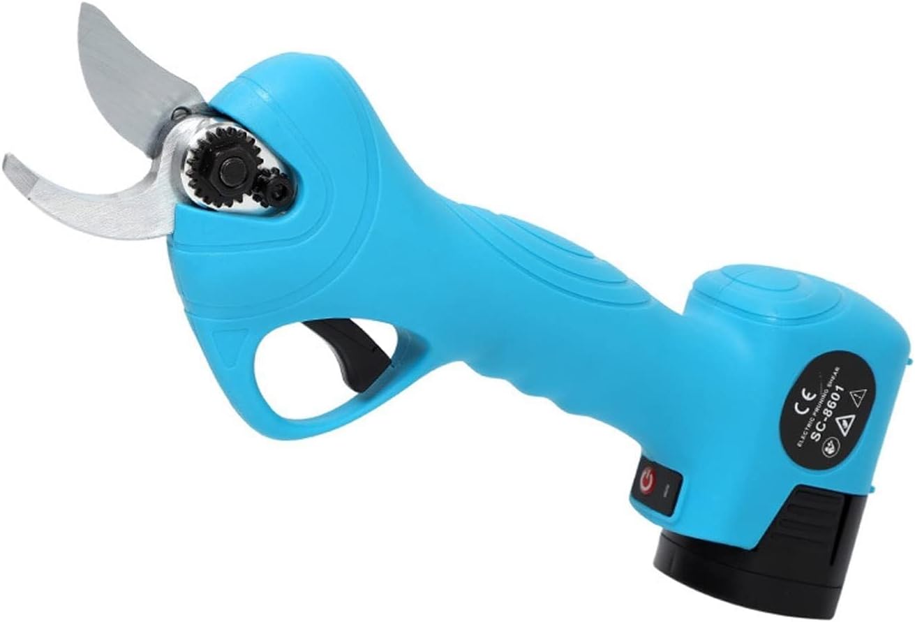 Portable Electric Pruning Shears - 25mm Branch Cutter, SK5 Carbon Steel Blade, Cordless Lithium Battery, Ergonomic Handle for Gardening, Lawn, Tree, and Flower Pots - Blue