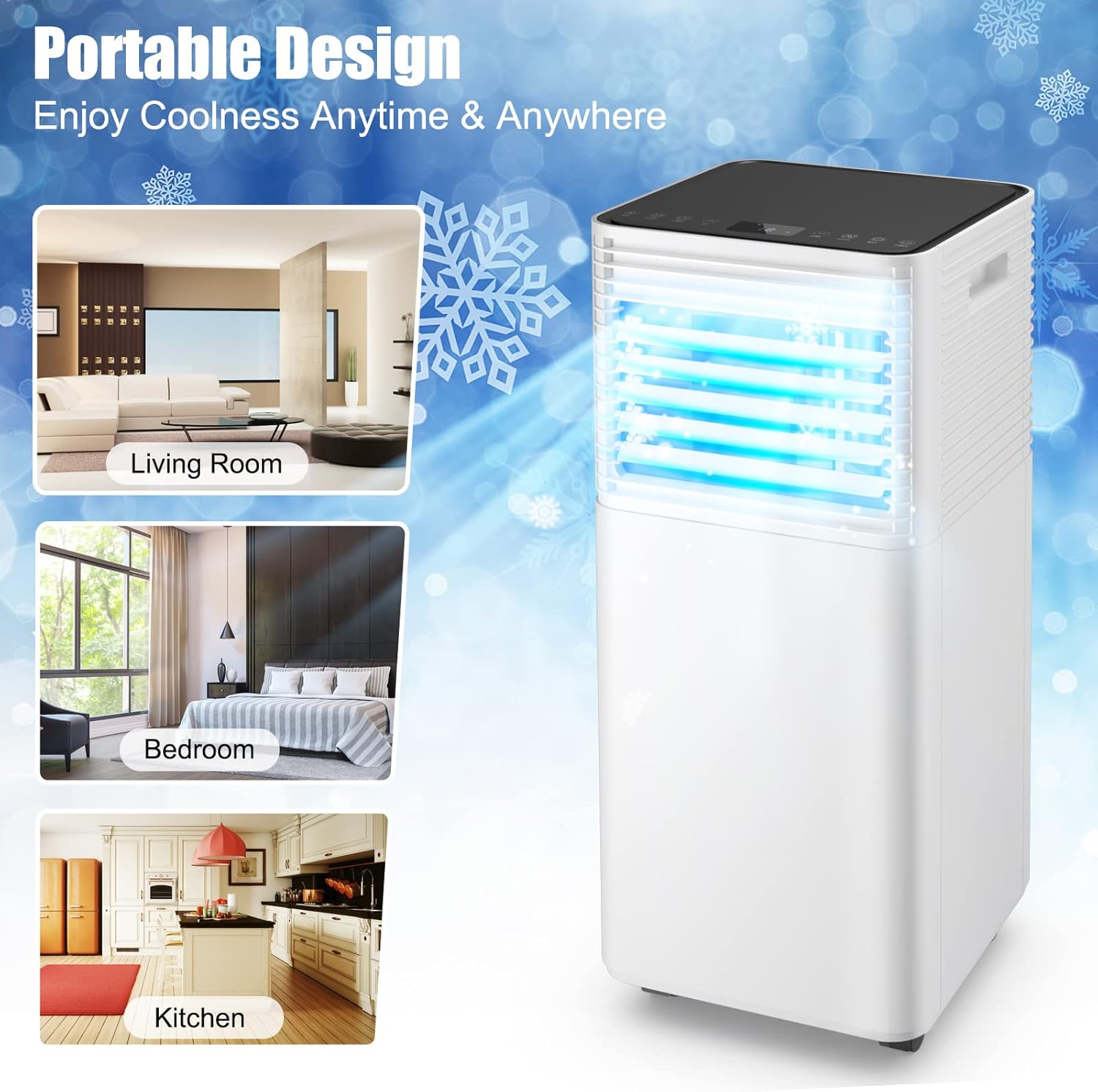 LDAILY 8000 BTU Portable Air Conditioner, 3-in-1 Air Cooler w/Dehumidifier & Fan Mode, Cools up to 230 sq.ft, Multifunctional Air Cooler w/Sleep Mode, 24H Timer, 2 Fan Speeds, Remote Control (Black)
