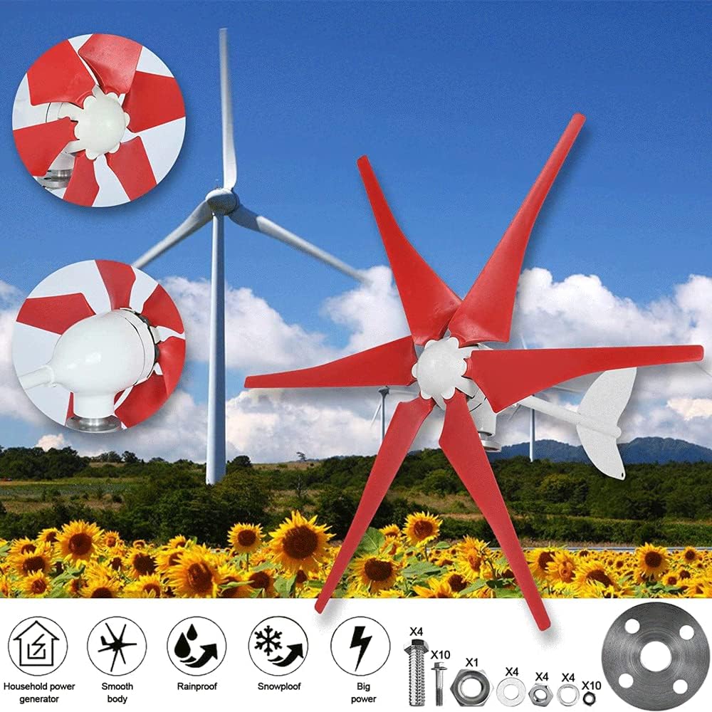 Wind Turbine Generator Kit 400W, Wind Power Generator for Marine RV Home, 6-Blades Windmill Generator for Wind and Hybrid Solar System