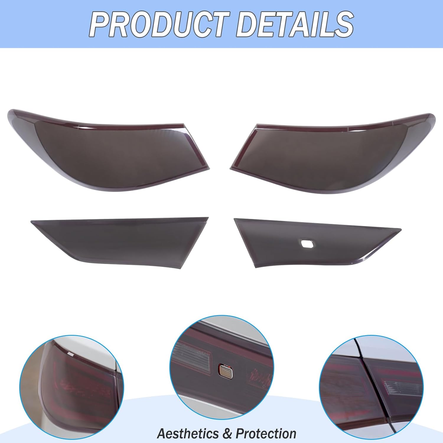 Aunginsy Car Rear Tail Light Lamp Cover Compatible with Infiniti Q60 2016-2022 Taillight Lamp Shell Shade Frame Bezels Trim Frame Rear Headlight Decorative Cover Protector ABS Exterior Accessories