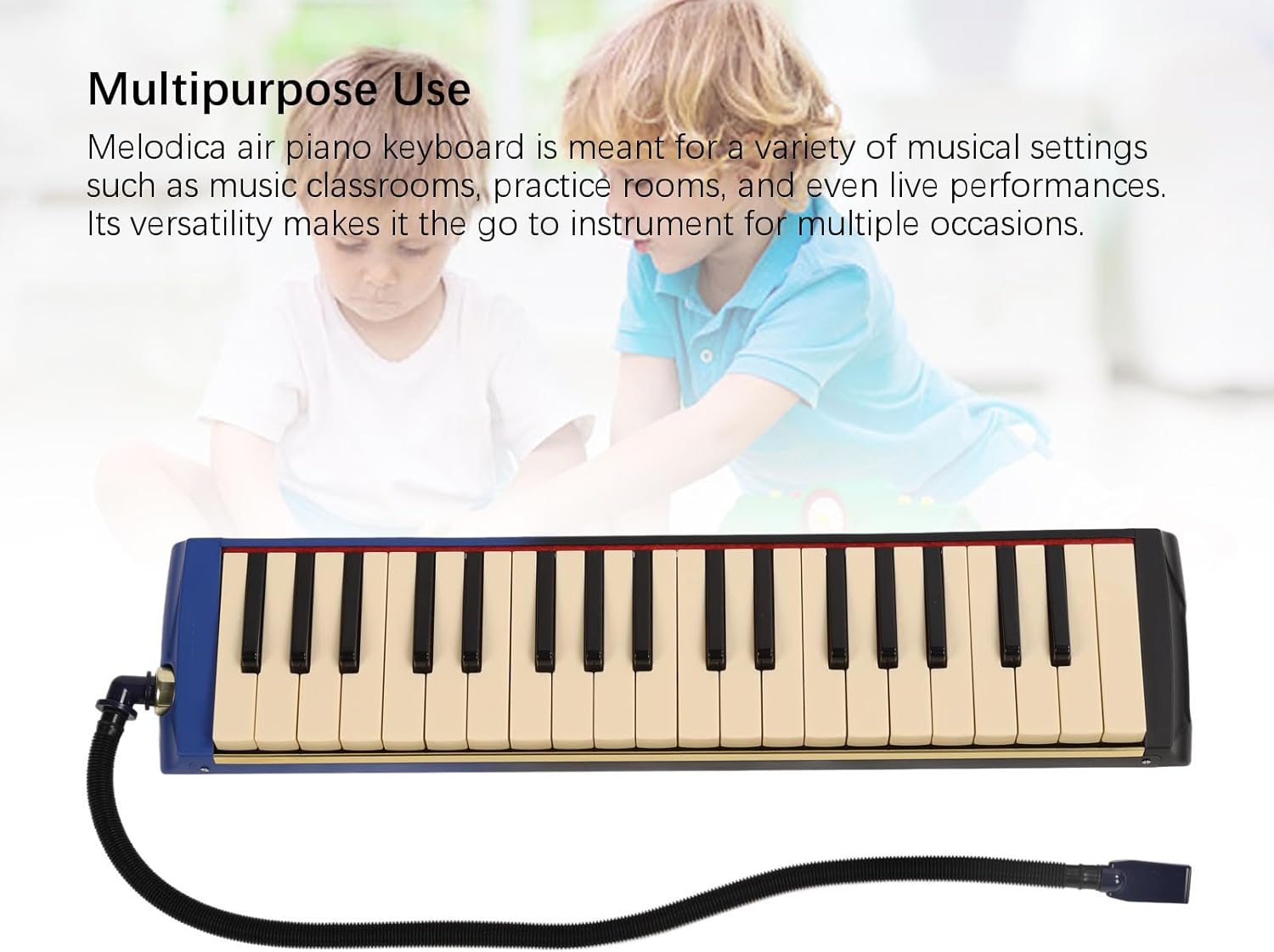 37 Key Melodica Instrument Piano, Professional Air Keyboard with Double Soft Tubes, Includes 2pcs Mouthpiece and Carrying Bag, ABS Material for Beginners and Music Performances