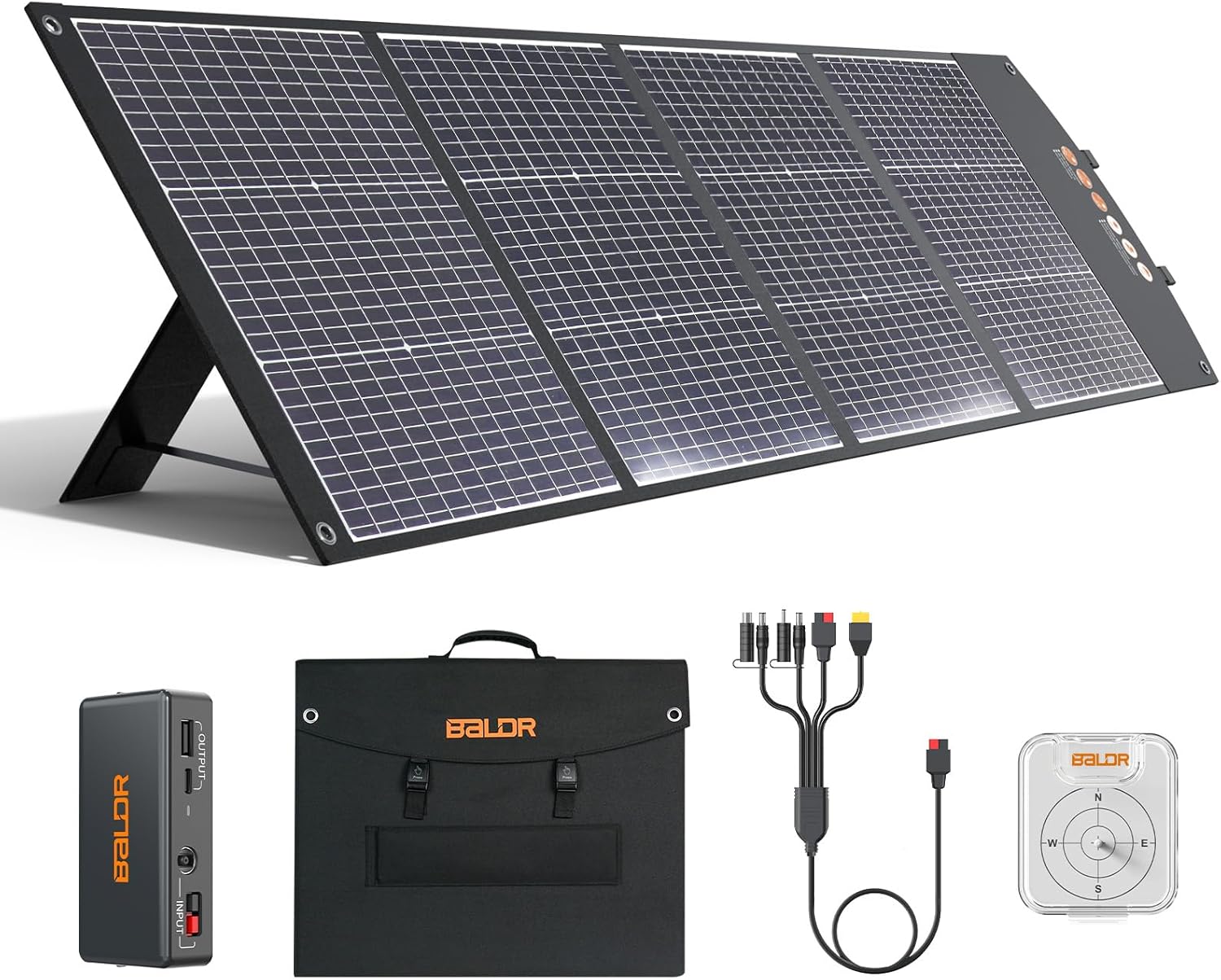 BALDR Solar Panels 200W Monocrystalline Portable Folding Solar Charger for Solar Generators and Portable Power Stations，Solar Panel Kit for Camping, Off Grid Living
