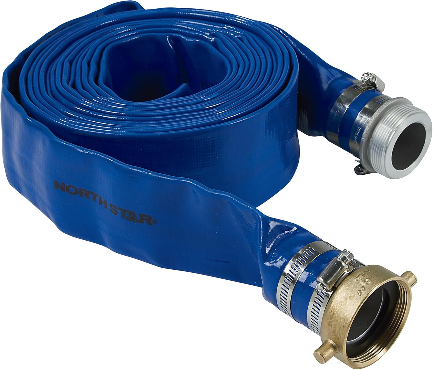 NorthStar Water Pump Discharge Hose, 2in. x 25ft. Max. PSI 80, PVC, Lay Flat, Industrial-Grade Aluminum Couplings