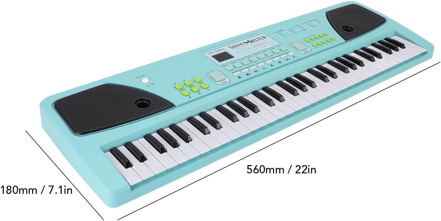 61 Key Keyboard Piano, USB Recargeable Portable Electronic Digital Piano with Microphone, Flexible Dual Power Source, Multi Functional Electronic Piano for Beginner Professional
